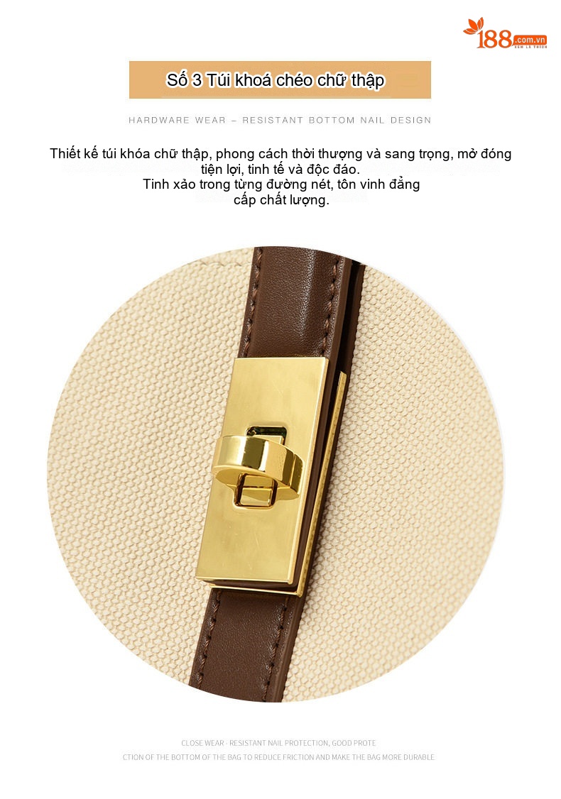 Túi Tote Nữ Vải Canvas Lớn Đựng Tài Liệu Đi Làm Họa Tiết Màu Kem, Nâu, Đen chi tiết 7