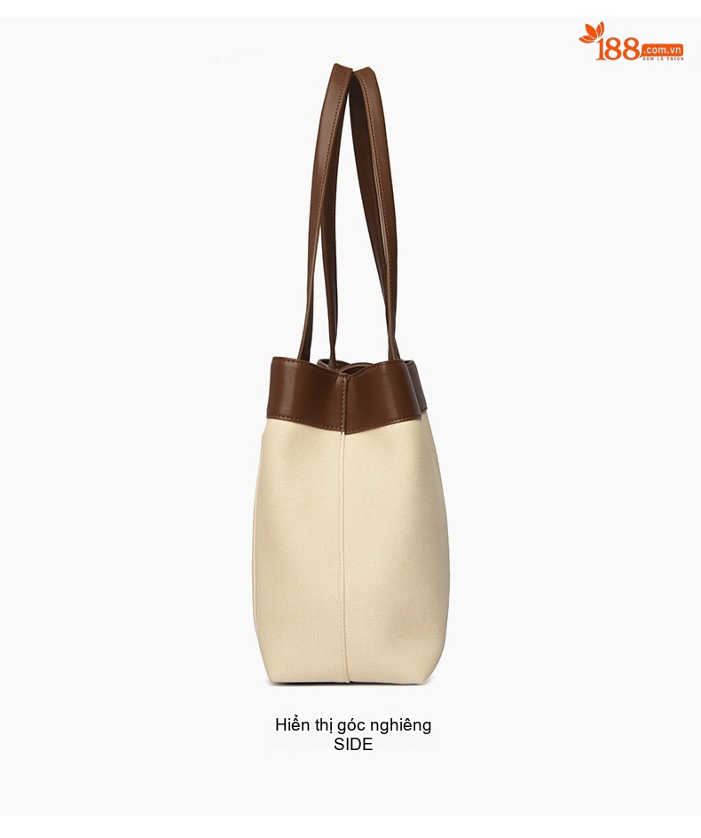 Túi Tote Nữ Vải Canvas Lớn Đựng Tài Liệu Đi Làm Họa Tiết Màu Kem, Nâu, Đen chi tiết 16
