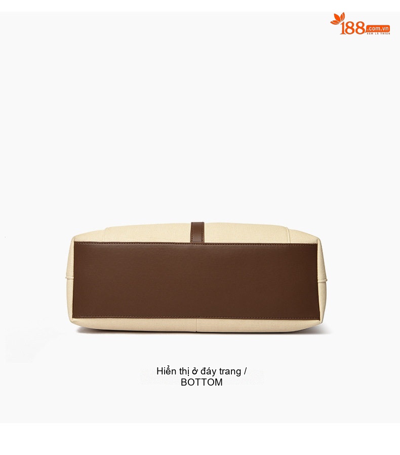 Túi Tote Nữ Vải Canvas Lớn Đựng Tài Liệu Đi Làm Họa Tiết Màu Kem, Nâu, Đen chi tiết 18