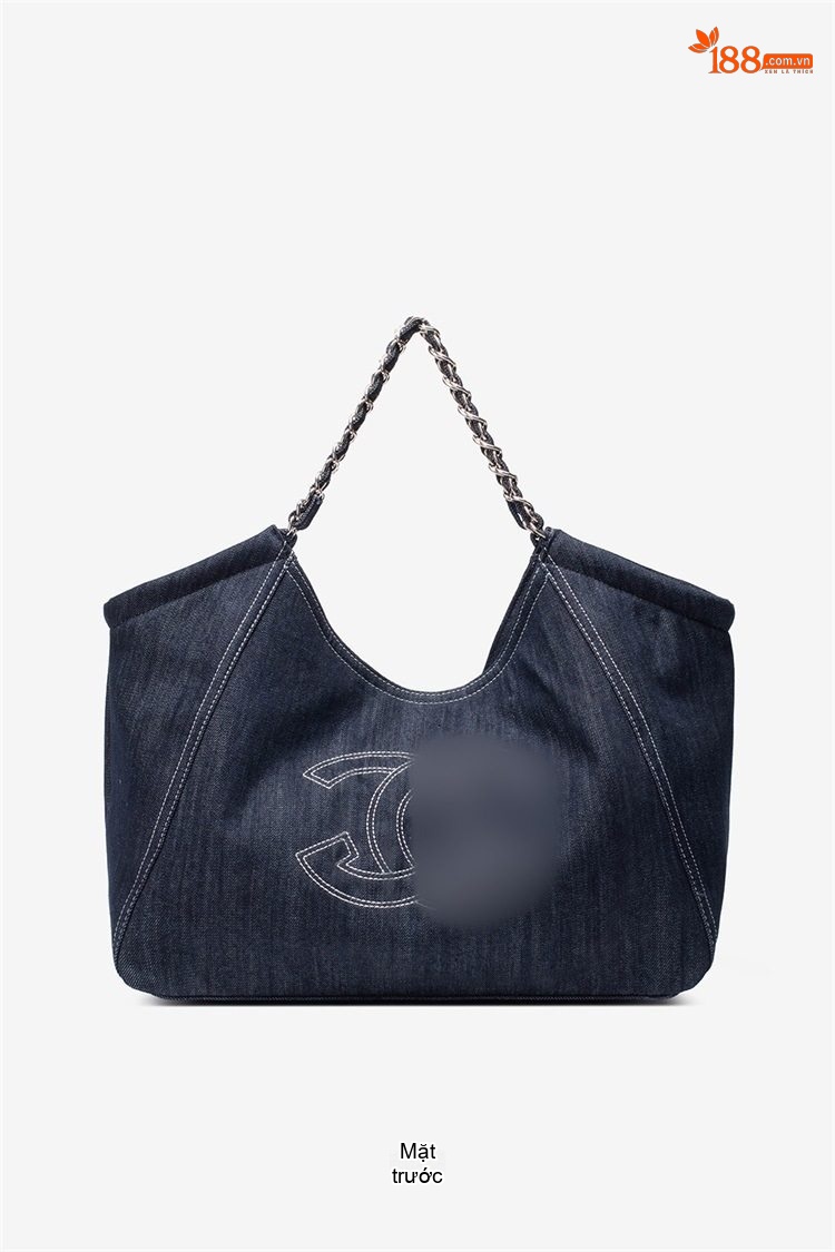 Túi Tote Nữ Vải Canvas Lớn Thiết Kế Độc Đáo Quai Xích Màu Xanh Navy, Xanh Da Trời chi tiết 23