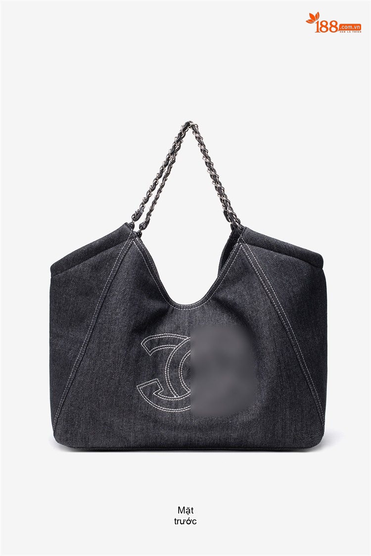 Túi Tote Nữ Vải Canvas Lớn Thiết Kế Độc Đáo Quai Xích Màu Xanh Navy, Xanh Da Trời chi tiết 28