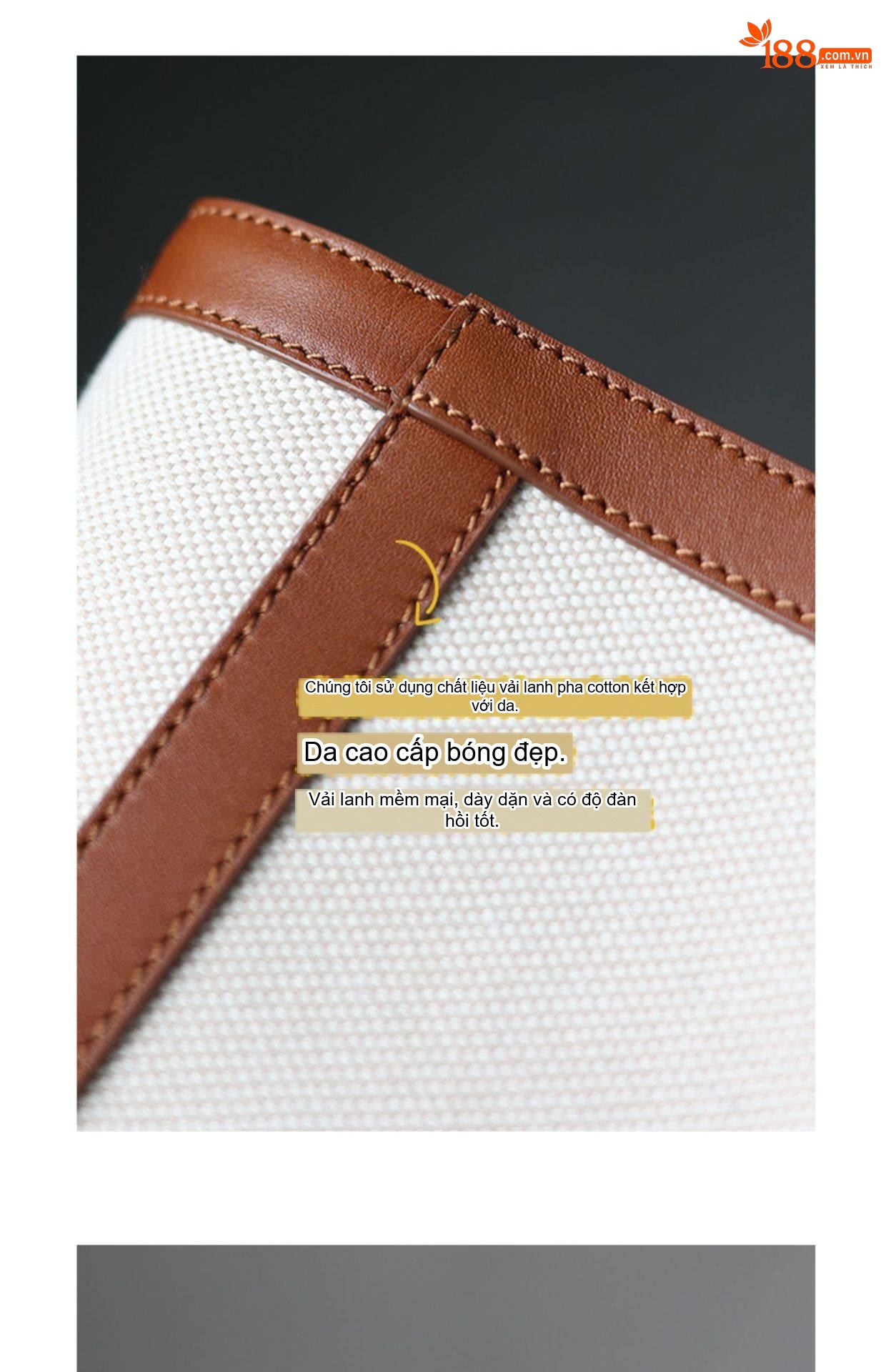 Túi Tote Nữ Vải Canvas Phối Da Đựng Laptop Khổ Lớn Phong Cách Hàn Quốc Màu Trắng Kem, Nâu chi tiết 5