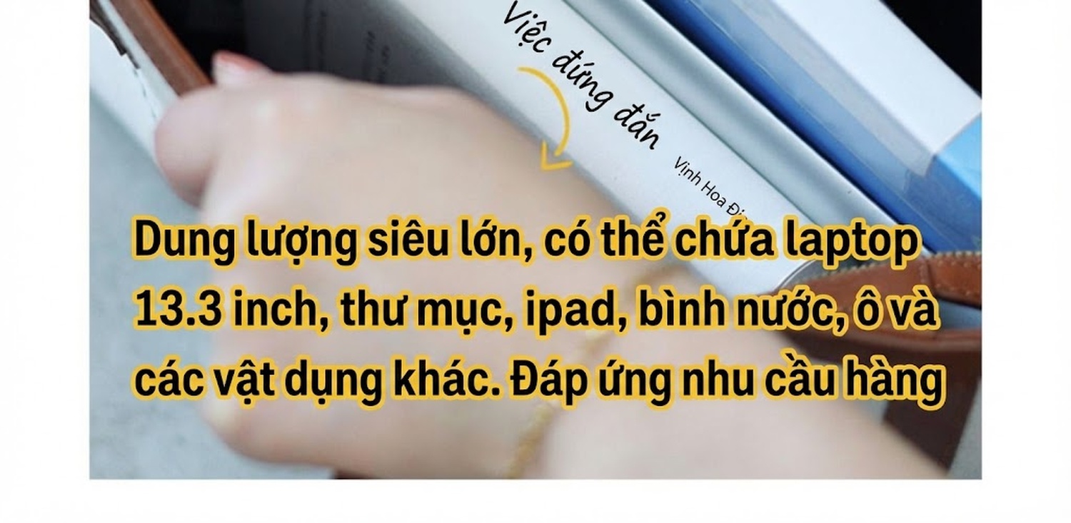 Túi Tote Nữ Vải Canvas Phối Da Đựng Laptop Khổ Lớn Phong Cách Hàn Quốc Màu Trắng Kem, Nâu chi tiết 8