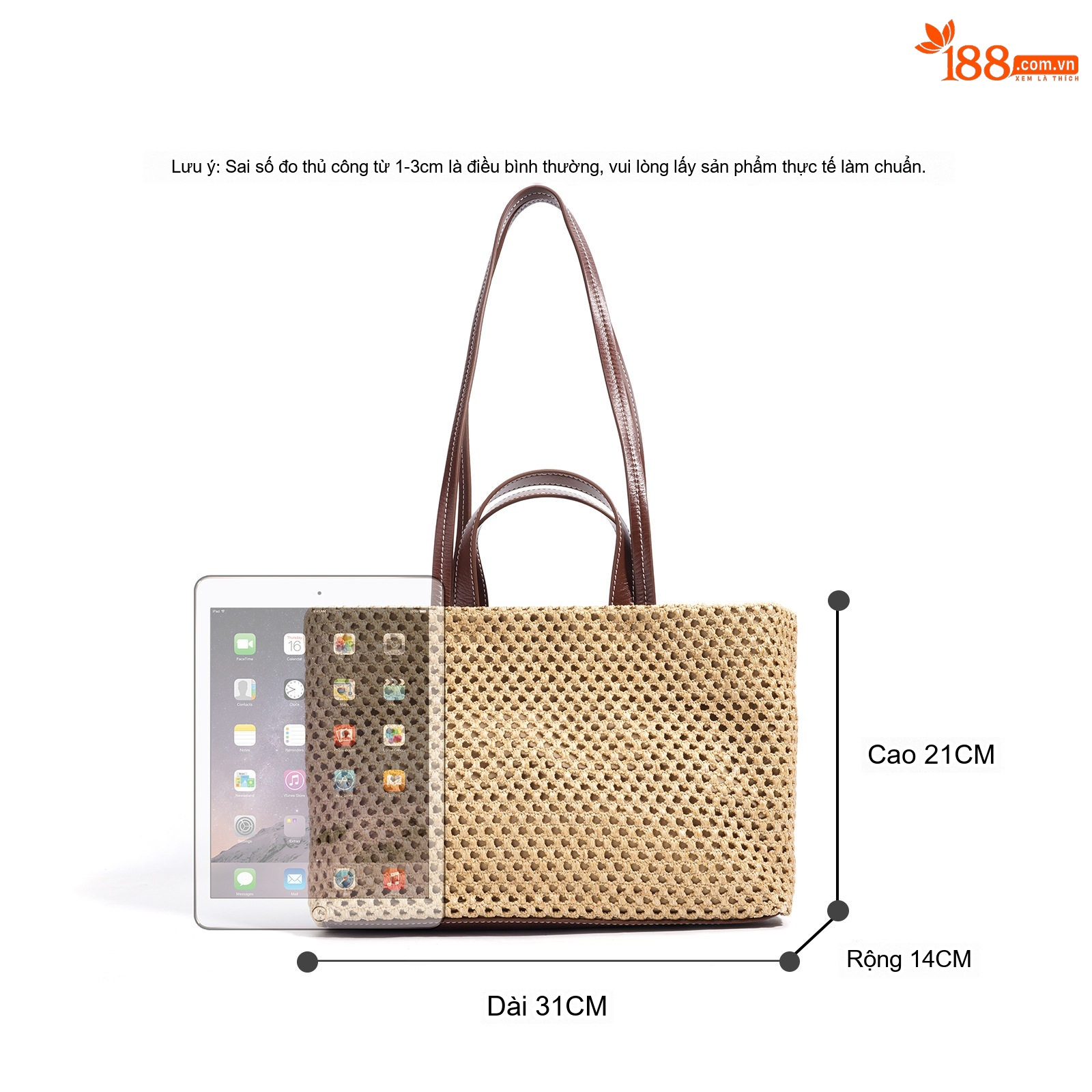 Túi Tote Nữ Vải Canvas Sọc Kẻ Lớn Đeo Vai Đi Biển Du Lịch Màu Be