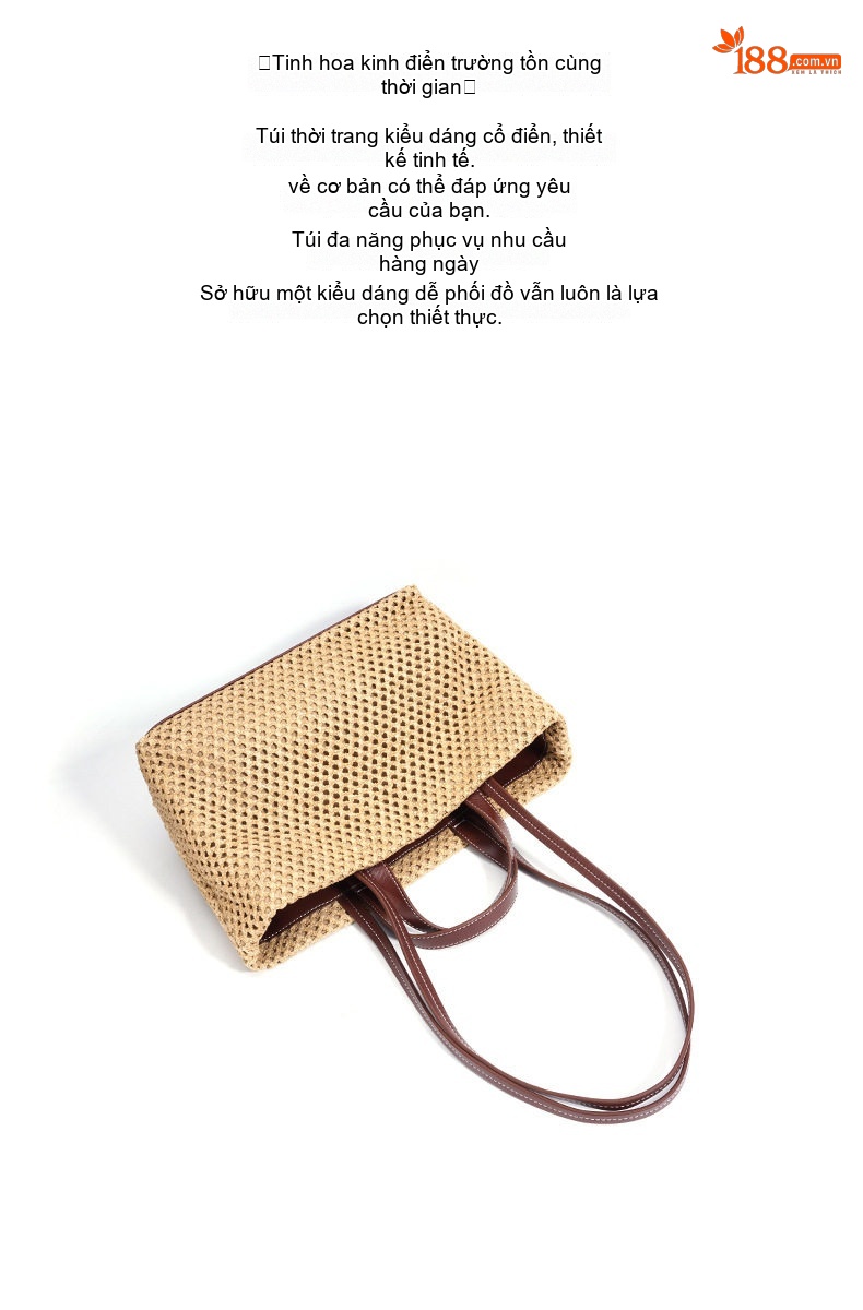 Túi Tote Nữ Vải Canvas Sọc Kẻ Lớn Đeo Vai Đi Biển Du Lịch Màu Be chi tiết 4