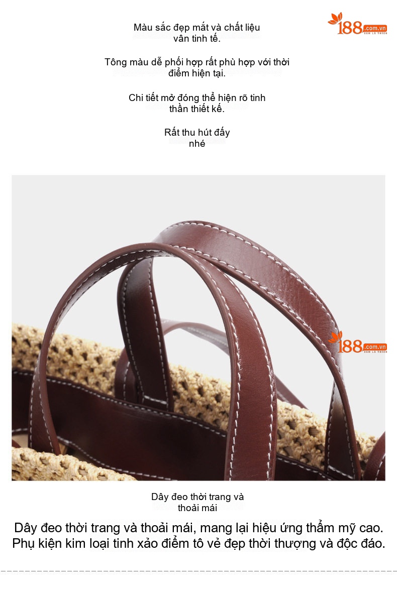 Túi Tote Nữ Vải Canvas Sọc Kẻ Lớn Đeo Vai Đi Biển Du Lịch Màu Be chi tiết 7