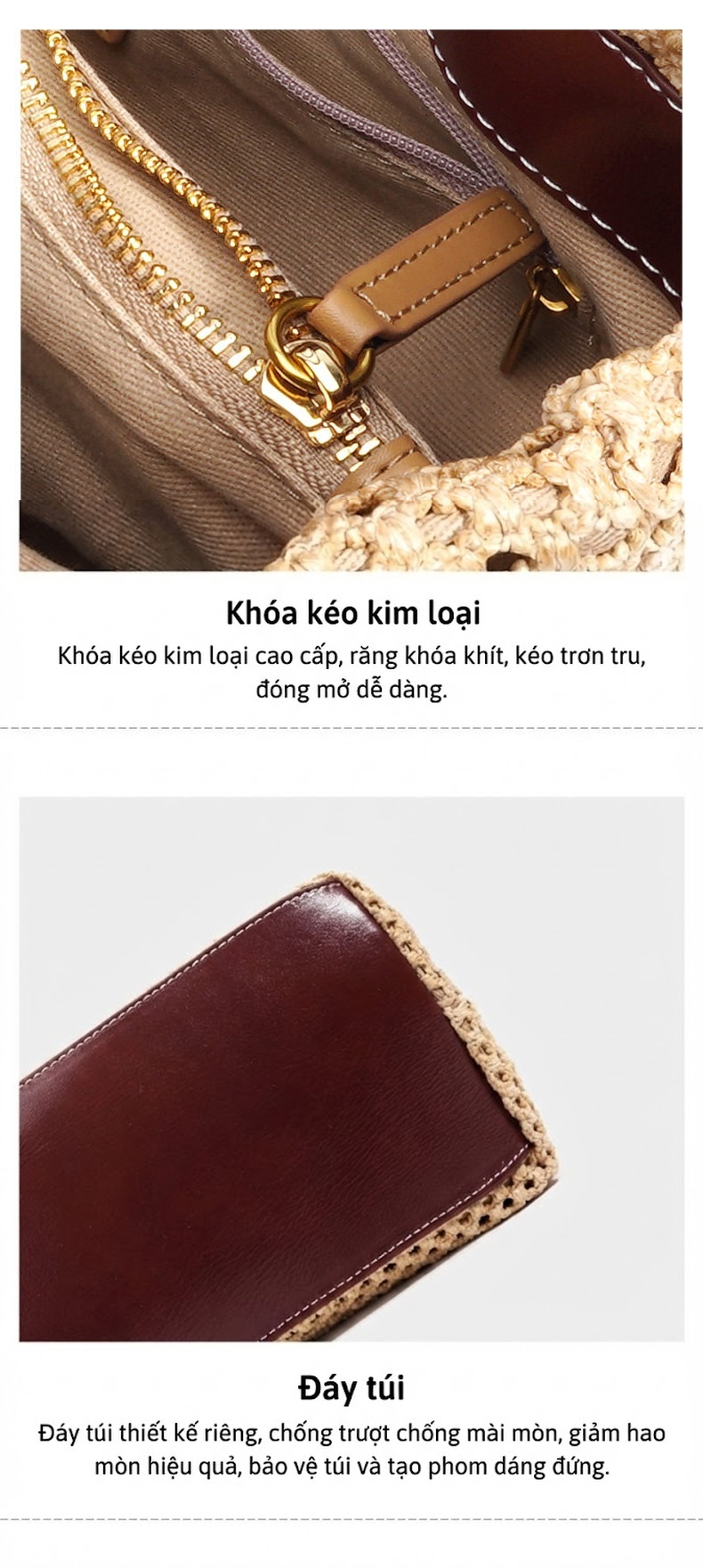 Túi Tote Nữ Vải Canvas Sọc Kẻ Lớn Đeo Vai Đi Biển Du Lịch Màu Be chi tiết 8