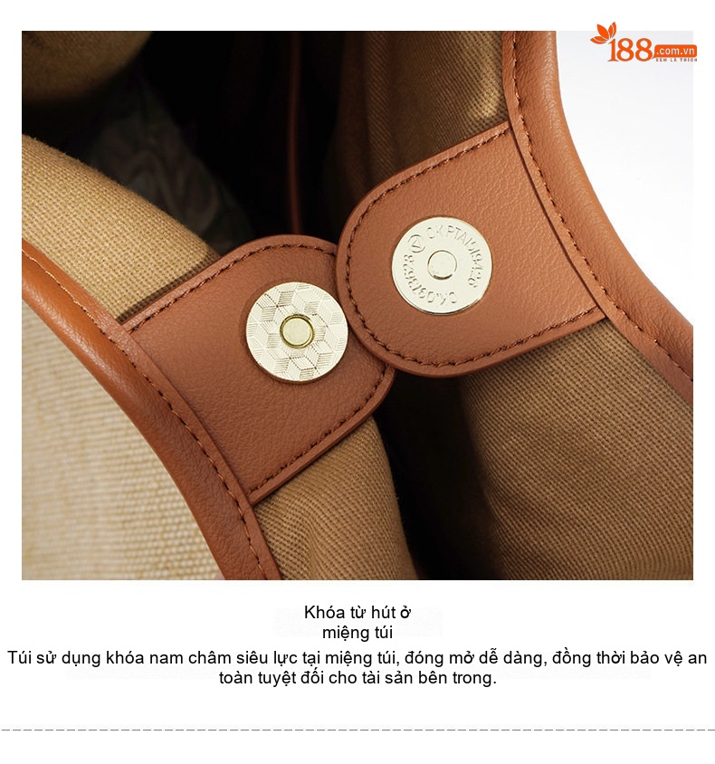 Túi Tote Nữ Vải Cotton Lanh Đeo Vai Phong Cách Tối Giản Màu Be, Xanh chi tiết 11