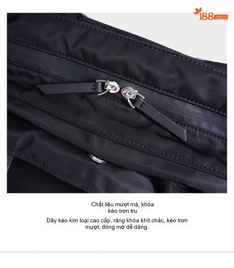 Túi Tote Nữ Vải Oxford Đeo Vai Đựng Đồ Dung Tích Lớn Màu Đen chi tiết 10