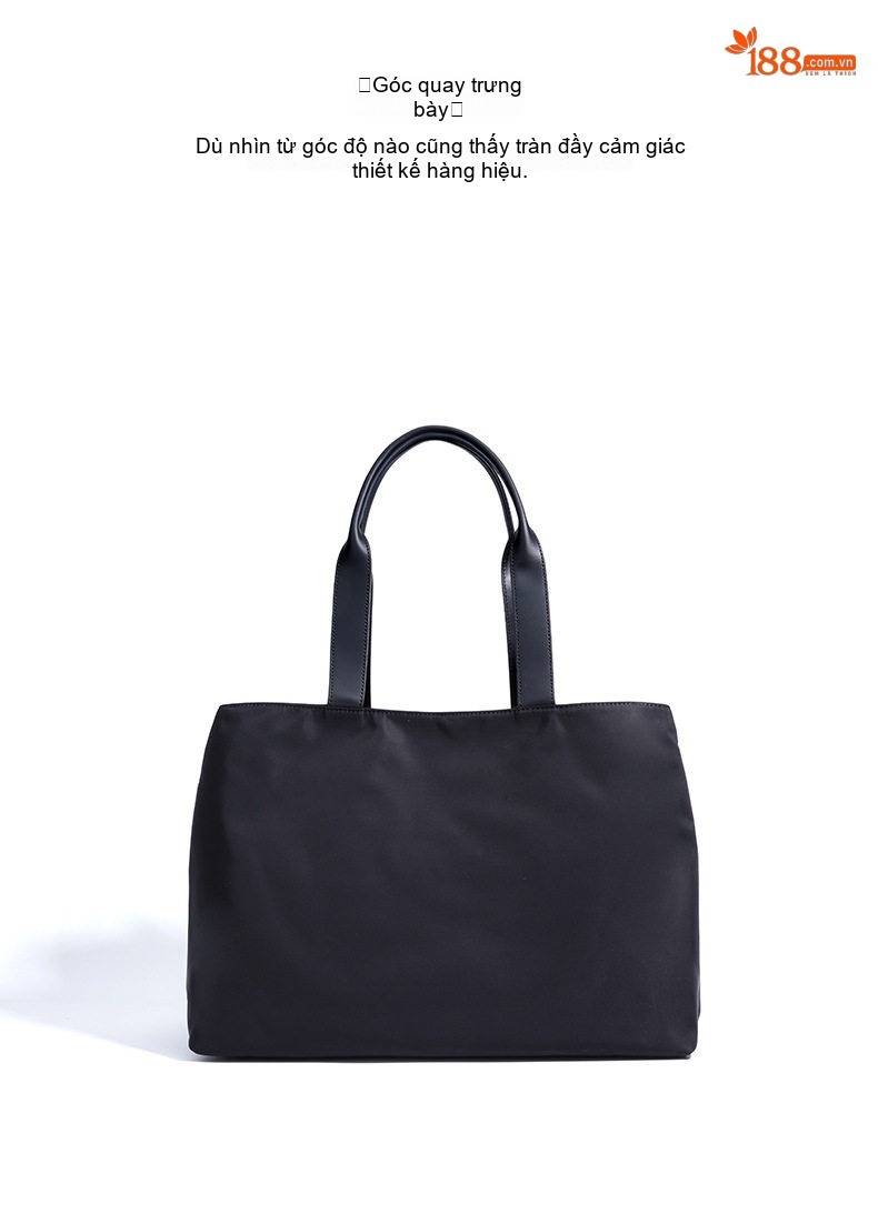 Túi Tote Nữ Vải Oxford Đeo Vai Đựng Đồ Dung Tích Lớn Màu Đen chi tiết 11