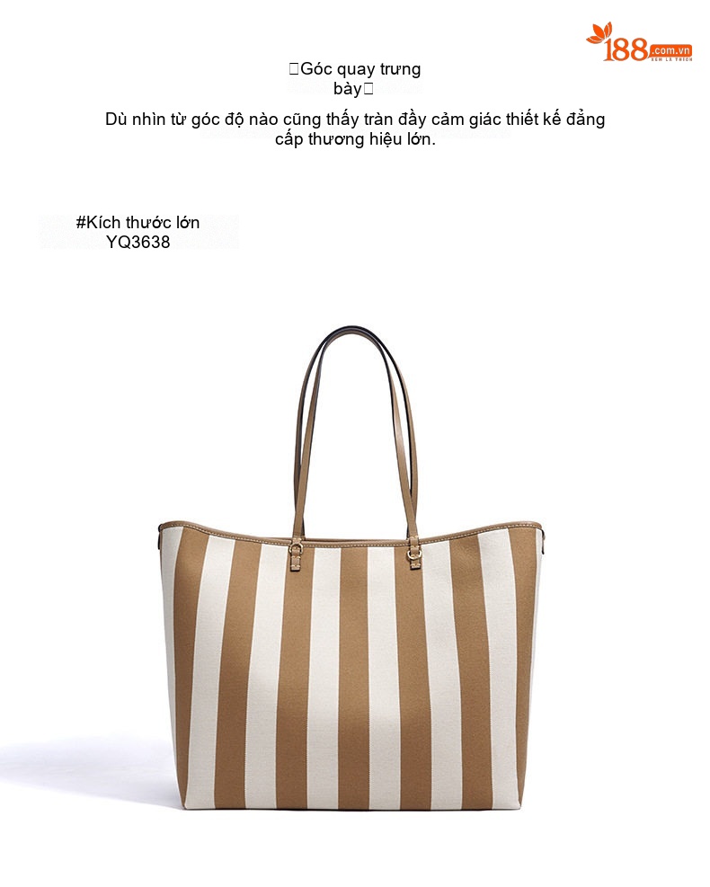 Túi Tote Sọc Kẻ Đeo Vai Vải Canvas Lớn Thời Trang Du Lịch chi tiết 14