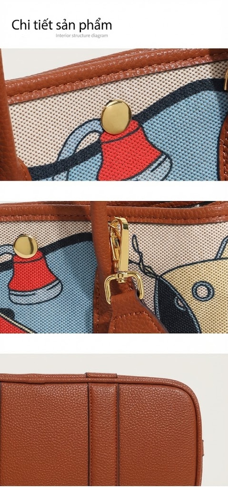 Túi Tote Vải Canvas In Họa Tiết Phong Cách Âu Mỹ Cổ Điển Có Quai Xách Và Dây Đeo chi tiết 13