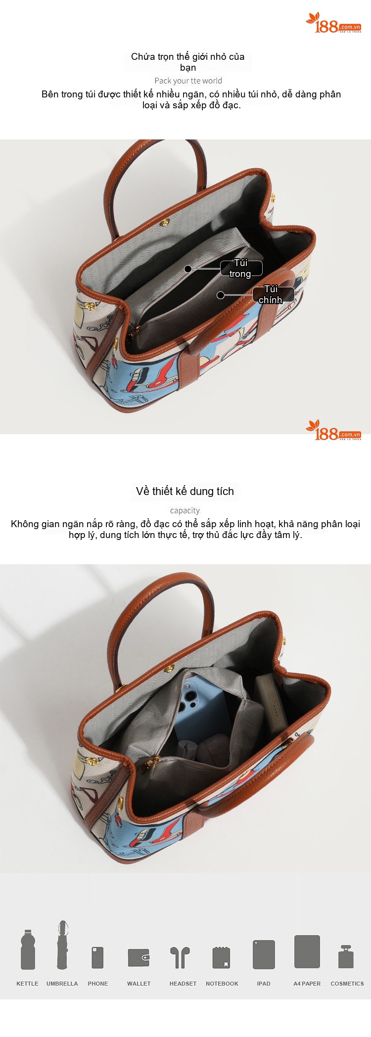 Túi Tote Vải Canvas In Họa Tiết Phong Cách Âu Mỹ Cổ Điển Có Quai Xách Và Dây Đeo chi tiết 4