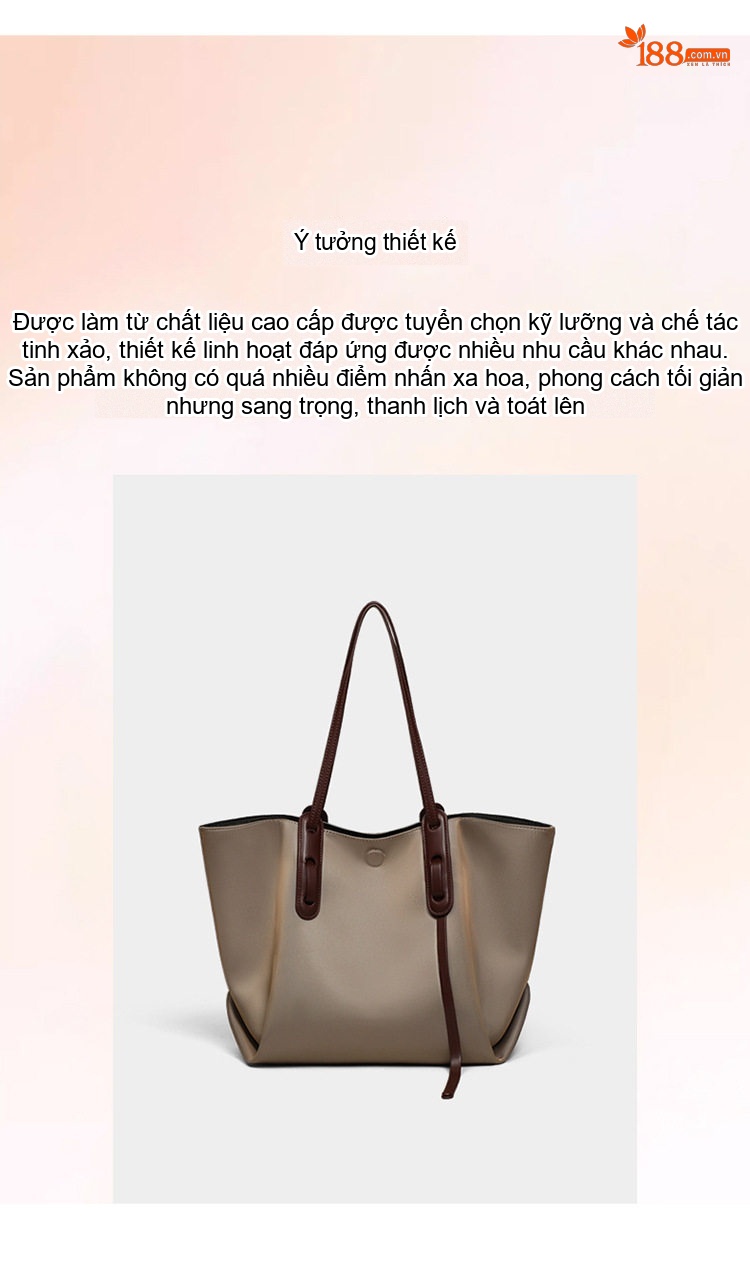 Túi Tote Vải Canvas Nữ Quai Xách Tay Sức Chứa Lớn Màu Be, Nâu chi tiết 1