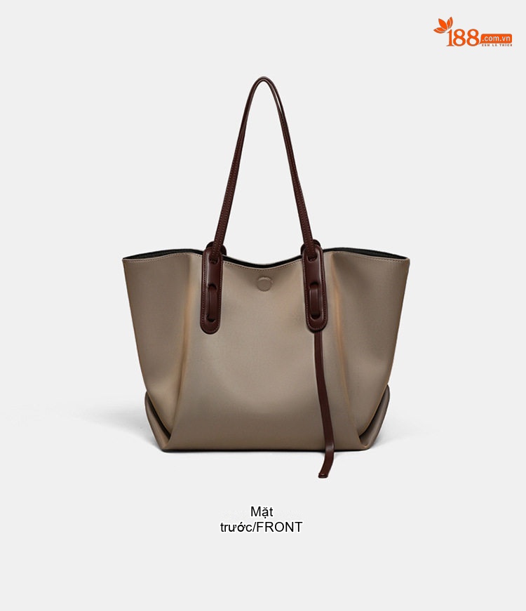 Túi Tote Vải Canvas Nữ Quai Xách Tay Sức Chứa Lớn Màu Be, Nâu chi tiết 9