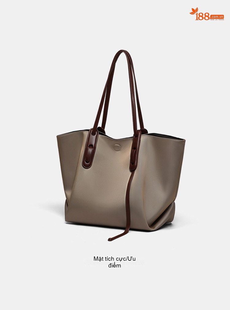 Túi Tote Vải Canvas Nữ Quai Xách Tay Sức Chứa Lớn Màu Be, Nâu chi tiết 10