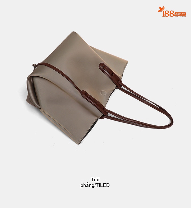 Túi Tote Vải Canvas Nữ Quai Xách Tay Sức Chứa Lớn Màu Be, Nâu chi tiết 12