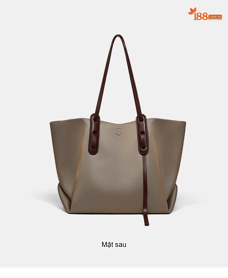 Túi Tote Vải Canvas Nữ Quai Xách Tay Sức Chứa Lớn Màu Be, Nâu chi tiết 13