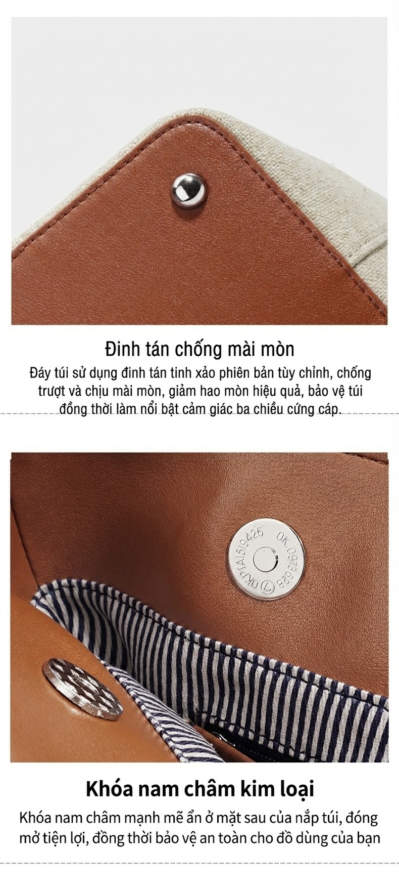 Túi Tote Vải Canvas Thiết Kế Đơn Giản Đeo Vai/Xách Tay Sức Chứa Lớn Màu Be, Nâu, Đen chi tiết 11