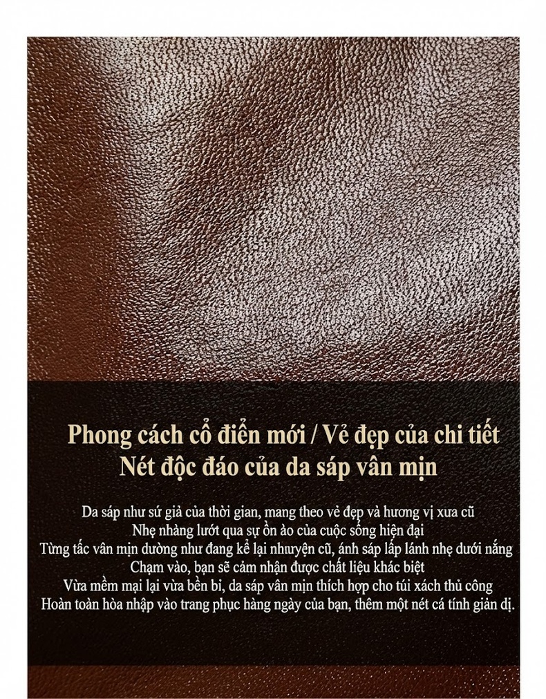 Túi Tote Xách Tay Nữ Da Thật Plant-Tanned (植鞣牛皮) Công Sở Đựng Tài Liệu Khổ Lớn Màu Nâu, Be chi tiết 3