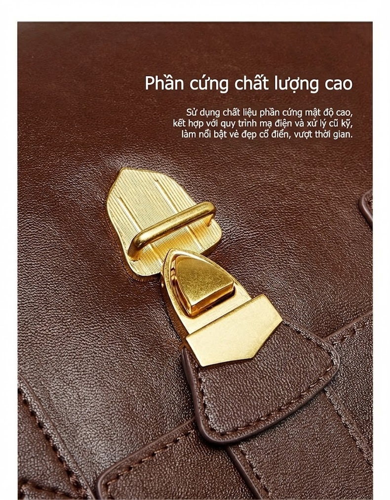 Túi Tote Xách Tay Nữ Da Thật Plant-Tanned (植鞣牛皮) Công Sở Đựng Tài Liệu Khổ Lớn Màu Nâu, Be chi tiết 4