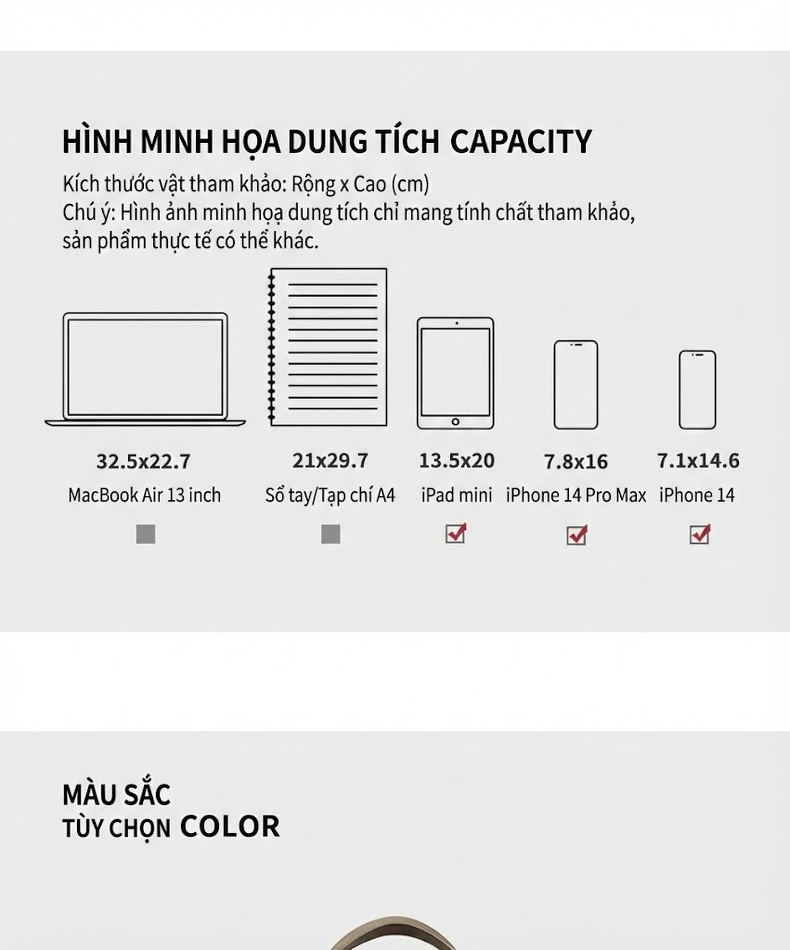 Túi Xách Bucket Da Thật Đeo Chéo/Xách Tay/Đeo Vai Màu Be, Trắng chi tiết 7