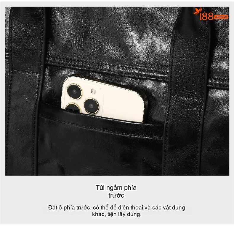 Túi Xách Công Sở Nam Da Bò Dáng Hộp Chữ Nhật Màu Đen chi tiết 28