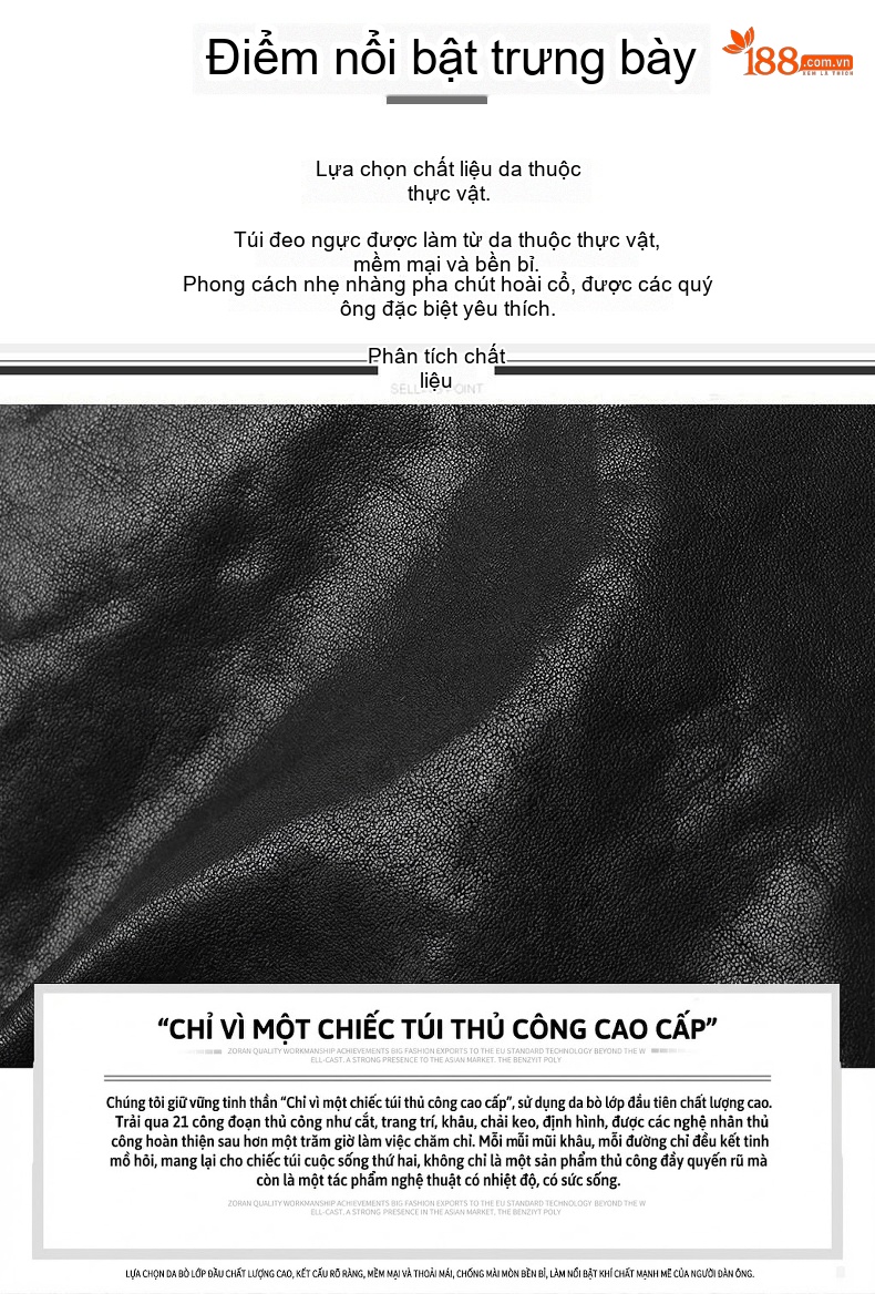 Túi Xách Công Sở Nam Da Bò Dáng Hộp Chữ Nhật Màu Đen chi tiết 4