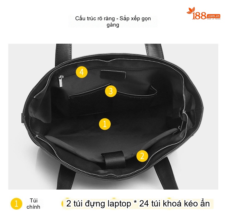 Túi Xách Công Sở Nam Da Bò Lớp Đầu Đựng Laptop 14 inch Đeo Vai Chéo Tay Xách Màu Đen chi tiết 12
