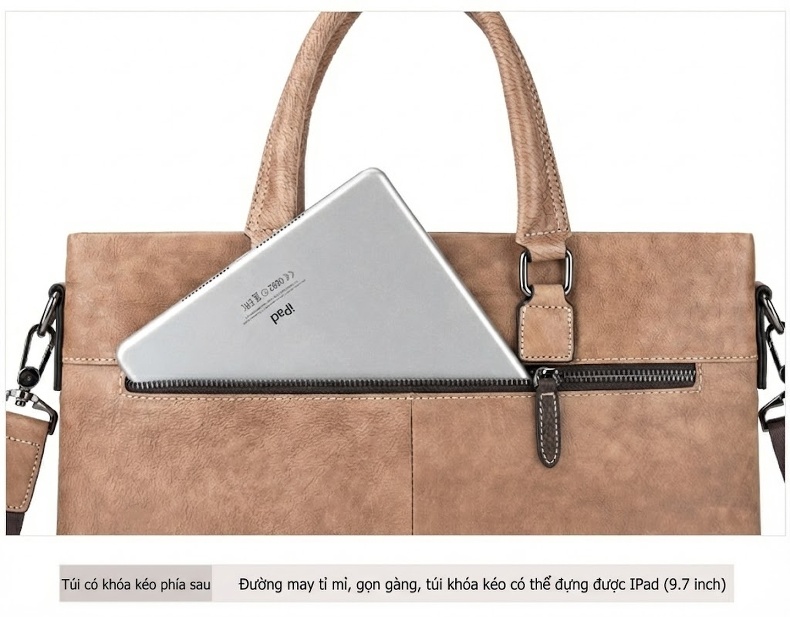 Túi Xách Công Sở Nam Da Mờ Đựng Tài Liệu, Laptop, Túi Đeo Chéo Nam Màu Nâu, Xám Xanh chi tiết 22