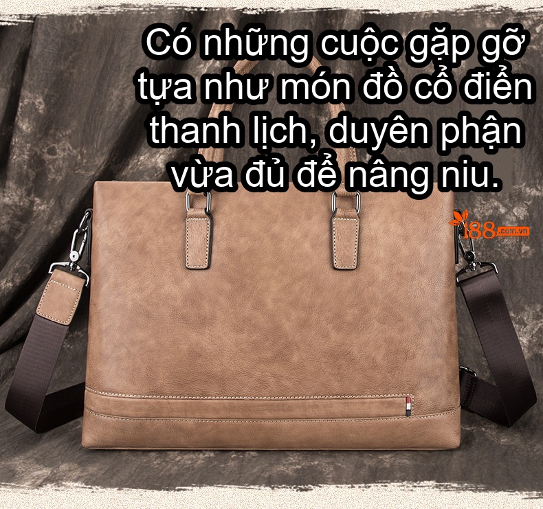 Túi Xách Công Sở Nam Da Mờ Đựng Tài Liệu, Laptop, Túi Đeo Chéo Nam Màu Nâu, Xám Xanh chi tiết 1