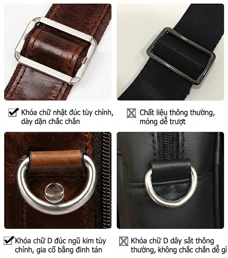 Túi Xách Công Sở Nam Da Thật Vintage Cỡ Lớn Chống Thấm Nước Màu Nâu chi tiết 26