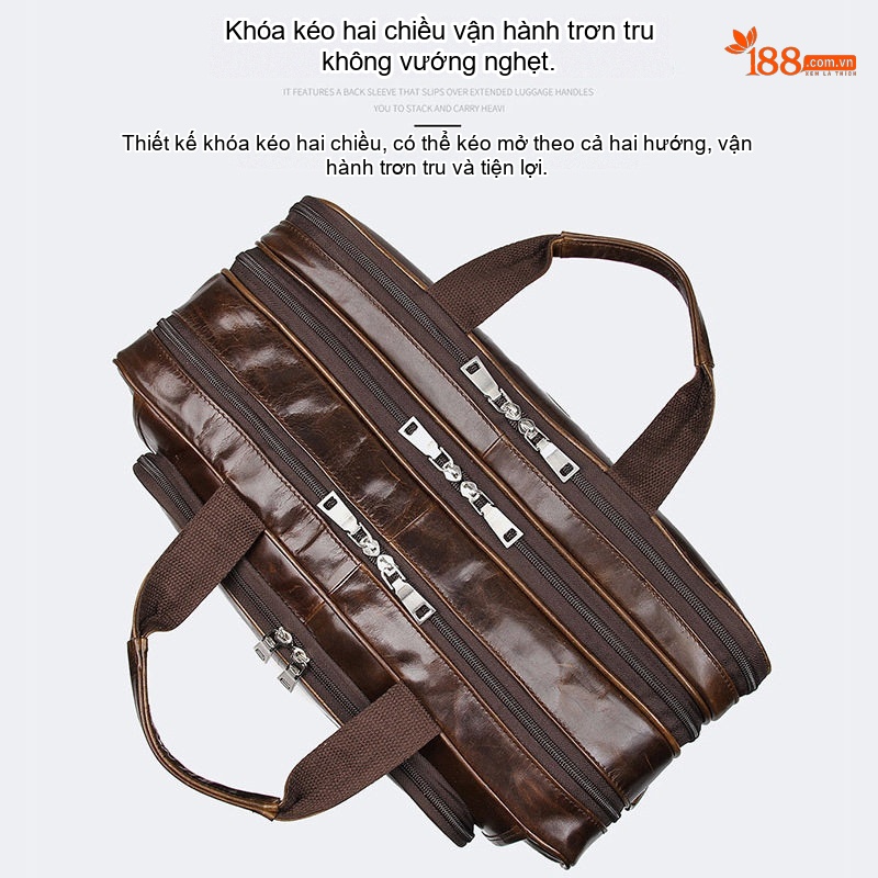 Túi Xách Công Sở Nam Da Thật Vintage Cỡ Lớn Chống Thấm Nước Màu Nâu