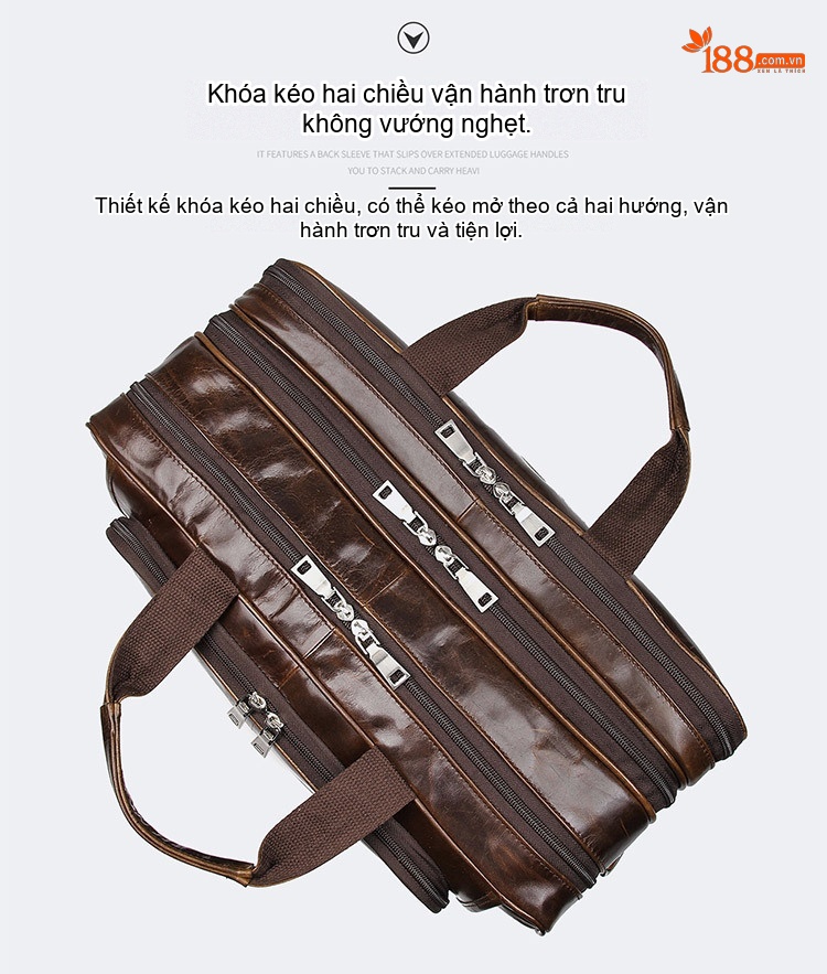 Túi Xách Công Sở Nam Da Thật Vintage Cỡ Lớn Chống Thấm Nước Màu Nâu chi tiết 5