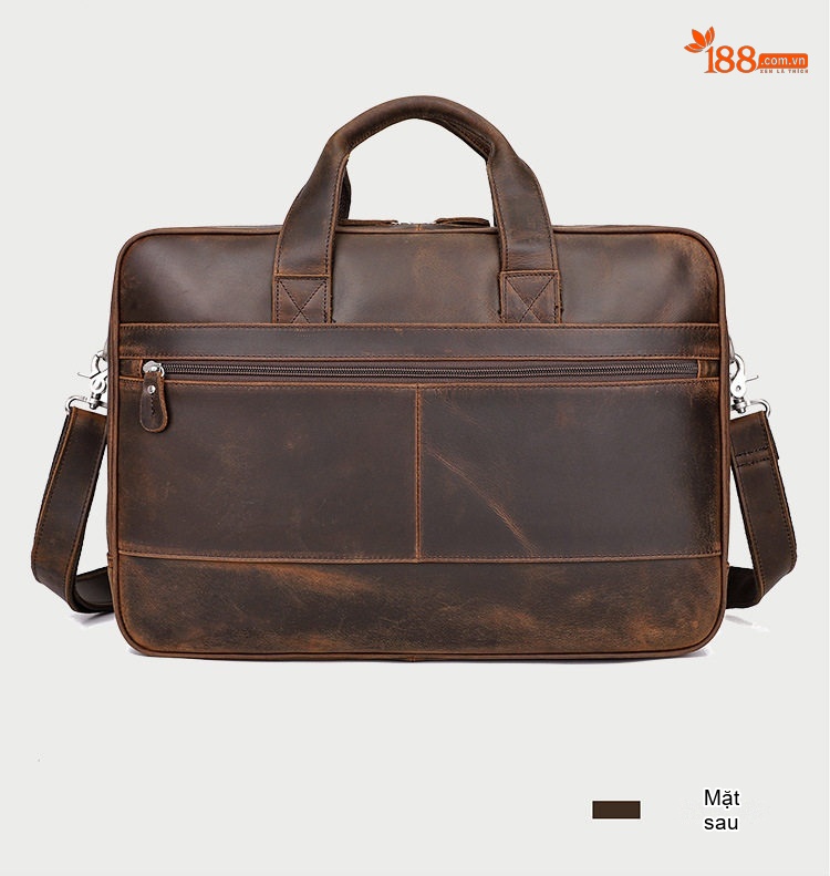 Túi Xách Công Sở Nam Da Thật Vintage Đựng Laptop 17 Inch Màu Nâu chi tiết 17
