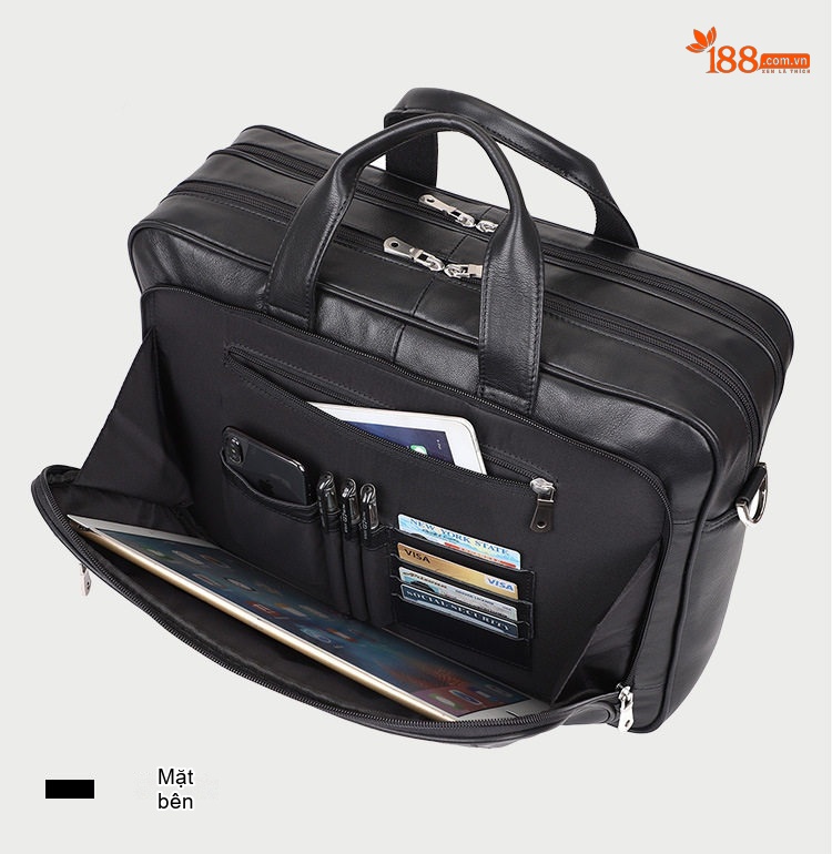 Túi Xách Công Sở Nam Da Thật Vintage Đựng Laptop 17 Inch Màu Nâu chi tiết 23