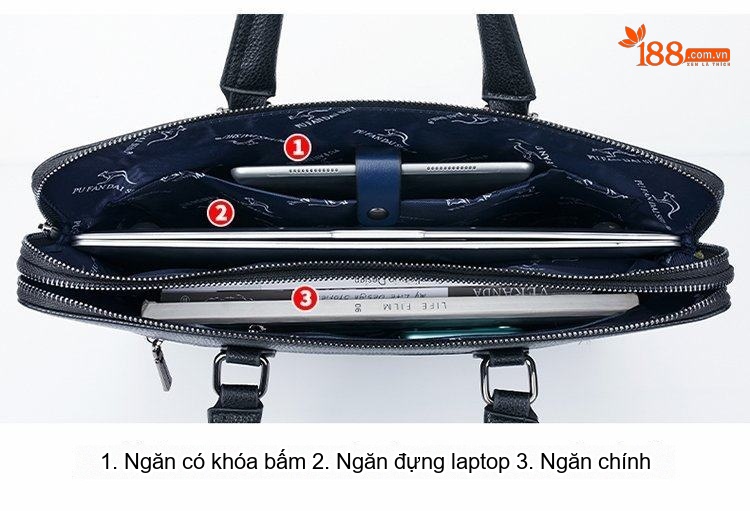 Túi Xách Công Sở Nam Vải Caro Đựng Laptop Có Dây Đeo Chéo Màu Xám, Đen chi tiết 6
