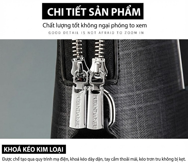 Túi Xách Công Sở Nam Vải Caro Đựng Laptop Có Dây Đeo Chéo Màu Xám, Đen chi tiết 8