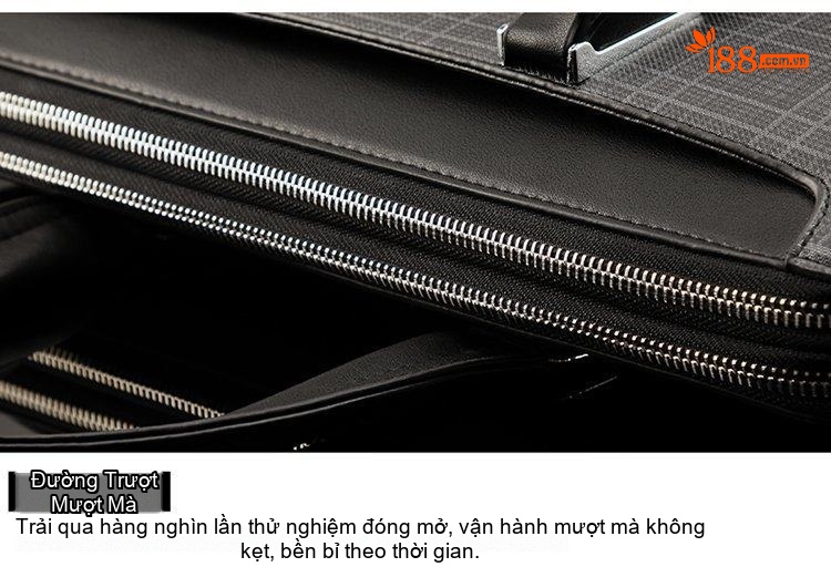 Túi Xách Công Sở Nam Vải Caro Đựng Laptop Có Dây Đeo Chéo Màu Xám, Đen chi tiết 9