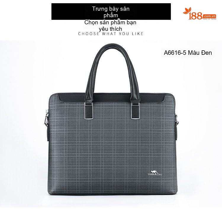 Túi Xách Công Sở Nam Vải Caro Đựng Laptop Có Dây Đeo Chéo Màu Xám, Đen chi tiết 12