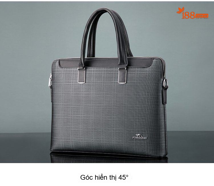 Túi Xách Công Sở Nam Vải Caro Đựng Laptop Có Dây Đeo Chéo Màu Xám, Đen chi tiết 16