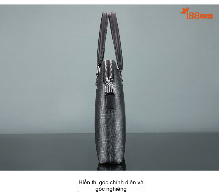 Túi Xách Công Sở Nam Vải Caro Đựng Laptop Có Dây Đeo Chéo Màu Xám, Đen chi tiết 17