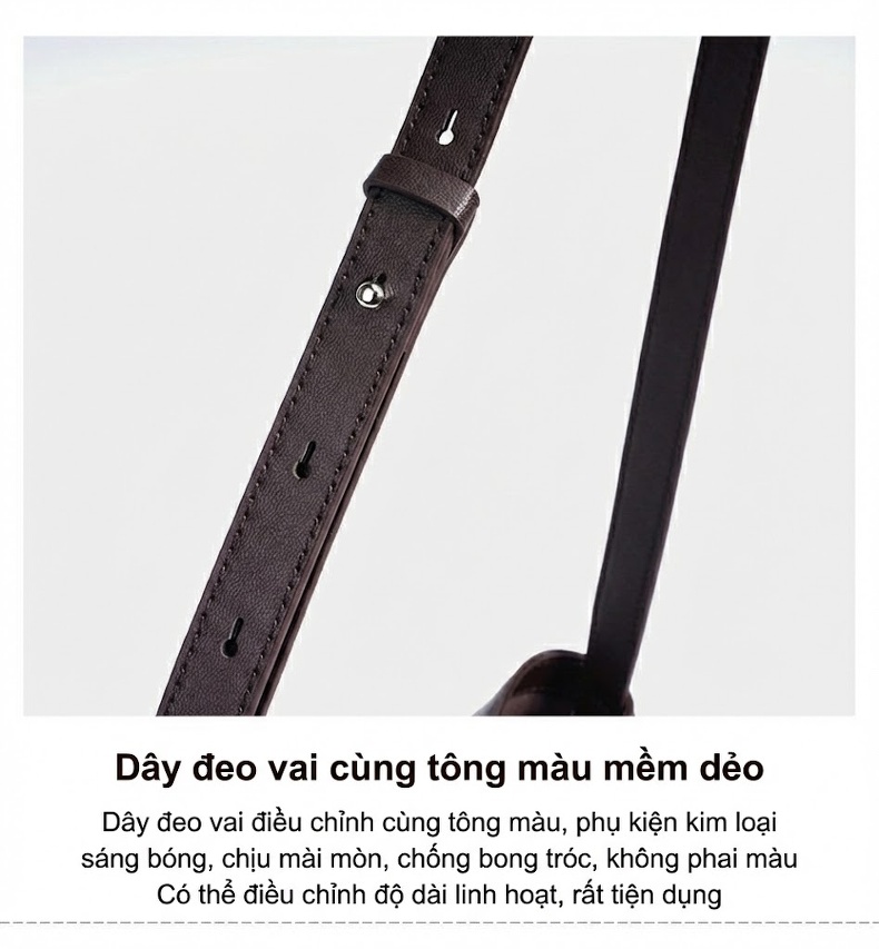 Túi Xách Da Cừu Thiết Kế Độc Đáo Phong Cách Cao Cấp Đựng Được Nhiều Đồ Quai Xách Tay/Đeo Vai/Đeo Chéo Màu Đen, Nâu chi tiết 12