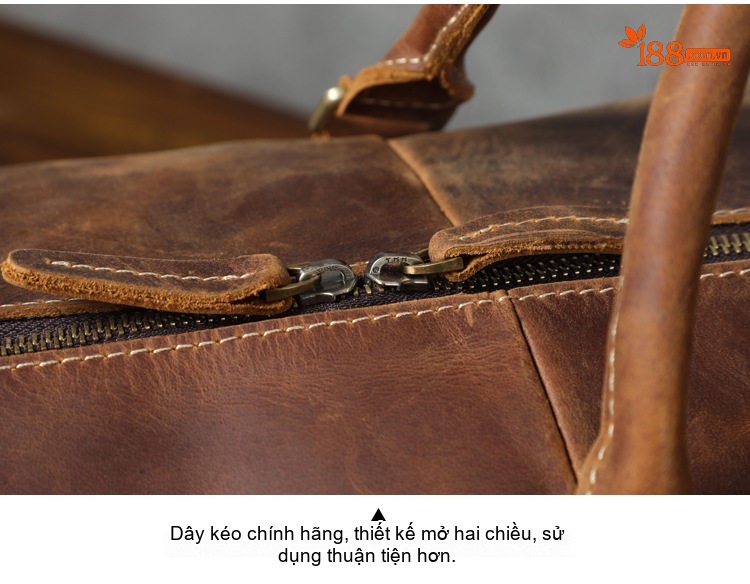 Túi xách du lịch da bò phong cách retro sức chứa lớn chi tiết 15