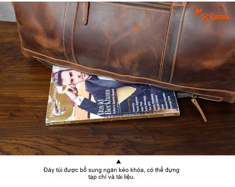 Túi xách du lịch da bò phong cách retro sức chứa lớn chi tiết 16
