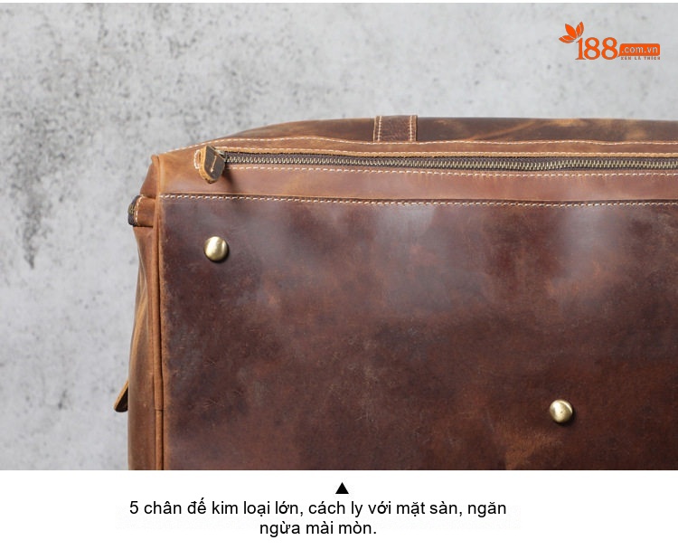 Túi xách du lịch da bò phong cách retro sức chứa lớn chi tiết 17