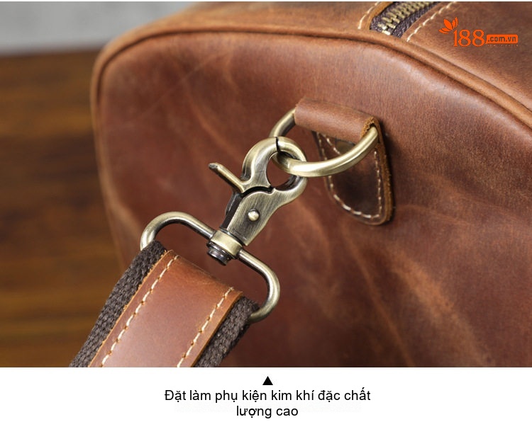 Túi xách du lịch da bò phong cách retro sức chứa lớn chi tiết 18