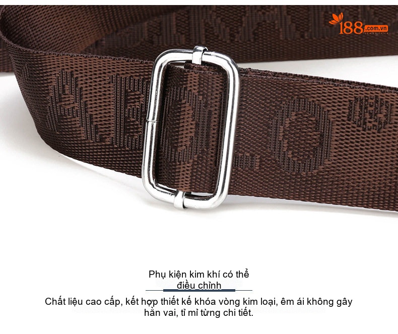 Túi Xách Nam Công Sở Da Bóng Đeo Chéo, Xách Tay Màu Nâu chi tiết 30