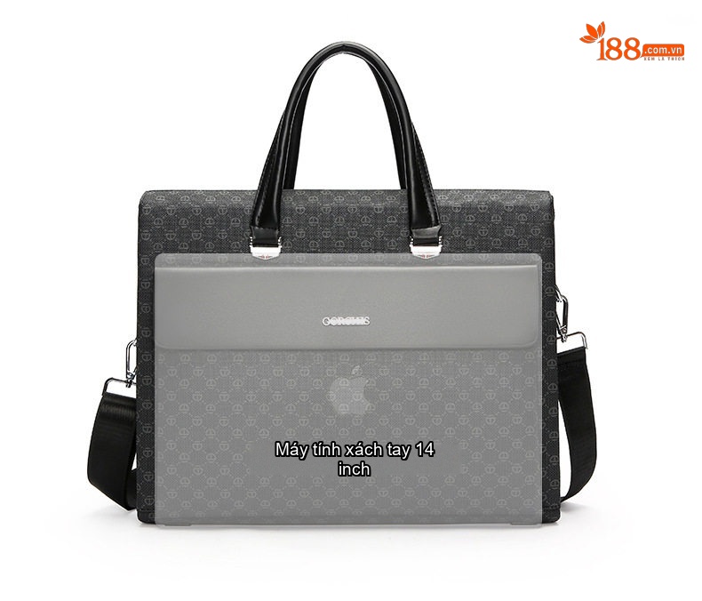 Túi Xách Nam Công Sở Khóa Số Chống Trộm Đựng Laptop Đeo Chéo Da Bóng Màu Đen chi tiết 6