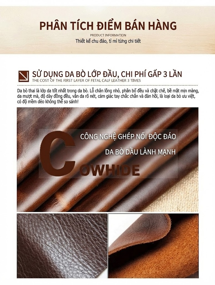 Túi Xách Nam Da Bò Mad Cow Công Sở Đeo Chéo Đựng Tài Liệu Màu Nâu chi tiết 20